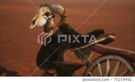Horse Saddle on the Fence in Monument Valley 75259492