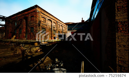 Abandoned industry buildings at sunset Abandoned industry buildings at sunset 75259874