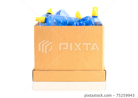 a box with a plastic bottle to be recycled on a white background a box with a plastic bottle to be recycled on a white background 75259943
