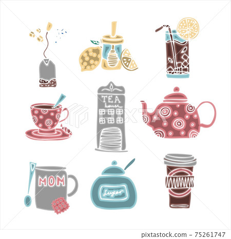 Big set of hand drawn coffee and tea doodles. A... - Stock Illustration ...