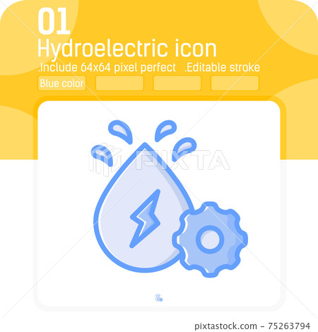 Hydroelectric vector icon concept with blue color style isolated on white background. Vector illustration hydroelectric sign symbol icon for technology, web, ui, ux, website, ecology and mobile apps 75263794