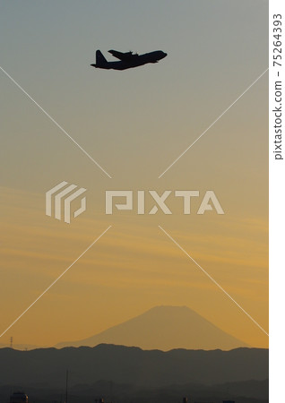 C-130 Hercules flying in the evening 75264393