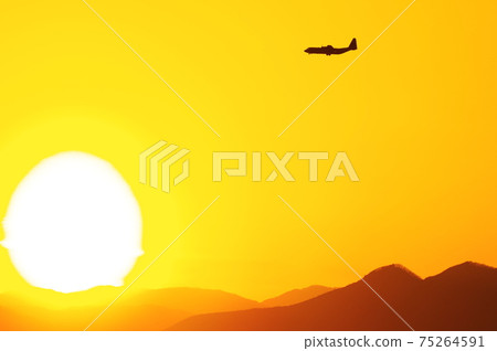 C-130 Hercules flying in the evening 75264591