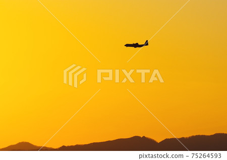 C-130 Hercules flying in the evening 75264593