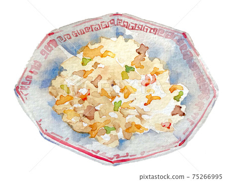 Fried rice hand-painted watercolor 75266995