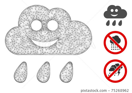 Happy Rain Cloud Polygonal Web Vector Mesh... - Stock Illustration ...