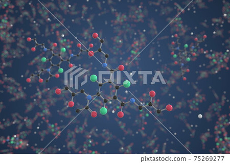 Iohexol molecule. Ball-and-stick molecular model. Chemistry related 3d rendering Iohexol molecule. Ball-and-stick molecular model. Chemistry related 3d rendering 75269277
