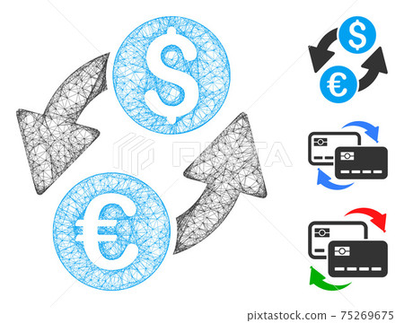 Euro Dollar Exchange Polygonal Web Vector Mesh Illustration Euro Dollar Exchange Polygonal Web Vector Mesh Illustration 75269675