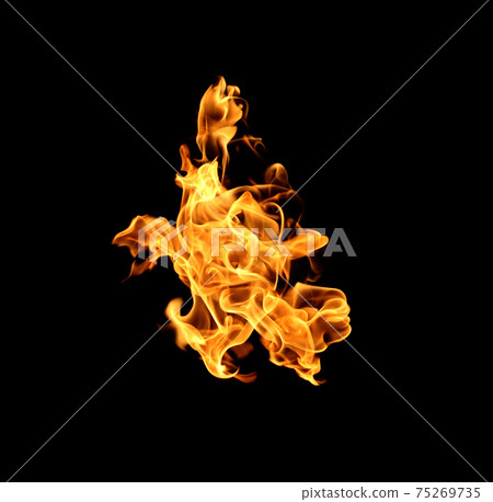 Fire flames collection isolated on black background 75269735
