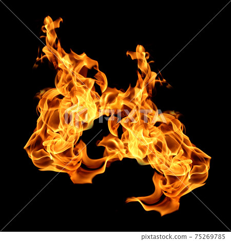 Fire flames isolated on black background 75269785