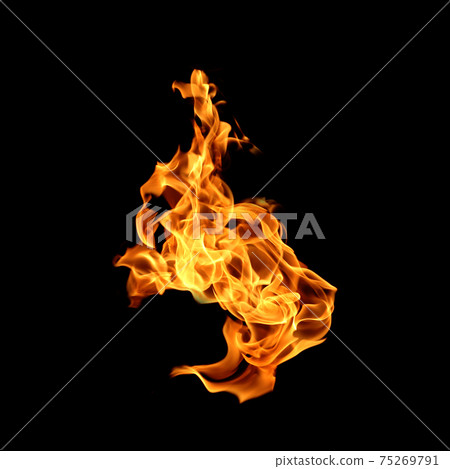 Fire flames isolated on black background 75269791