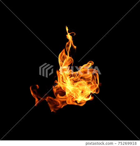 Fire flames on a black background Fire flames on a black background 75269918