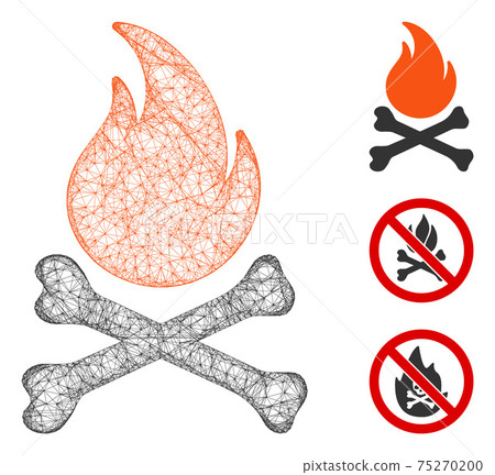 Death Bones Flame Polygonal Web Vector Mesh Illustration 75270200