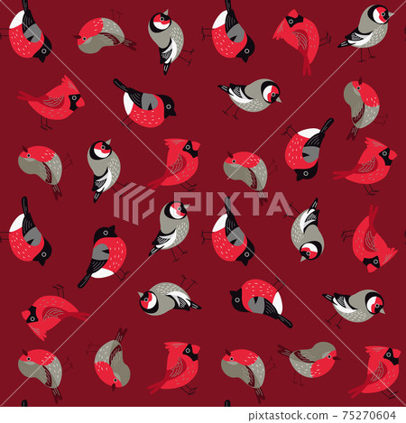 Cute seamless pattern with birds - Stock Illustration [75270604] - PIXTA