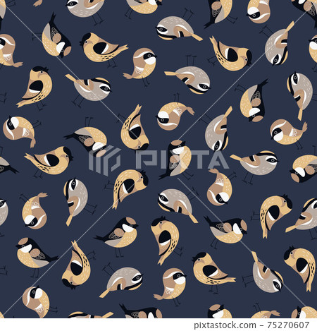 Cute seamless pattern with birds - Stock Illustration [75270607] - PIXTA