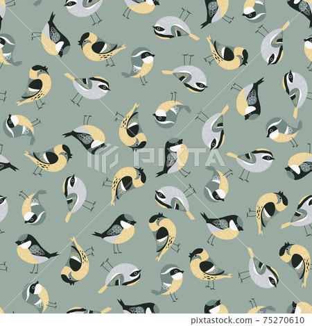 Cute seamless pattern with birds - Stock Illustration [75270610] - PIXTA