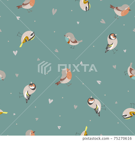 Cute seamless pattern with birds 75270616