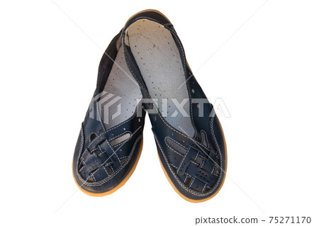 Pair of fashion female leather shoes isolated on white background Pair of fashion female leather shoes isolated on white background 75271170