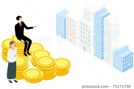 Men and women trying to buy an apartment, isometric Men and women trying to buy an apartment, isometric 75271790