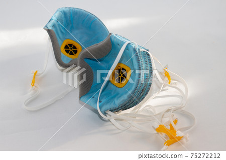 Set of PPE respirators for personal protection on a white background. Coronavirus personal protective equipment. New normal 75272212