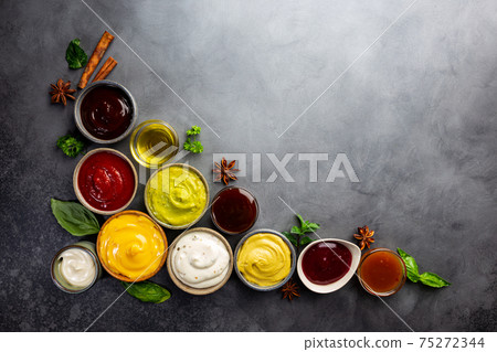 Set of different dip sauces Set of different dip sauces 75272344