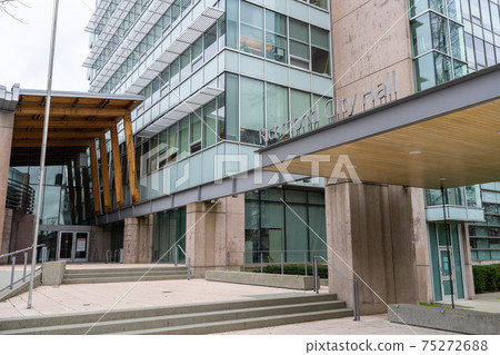 BC, Canada - MAR 02 2021 : Exterior of Richmond City Hall. 75272688