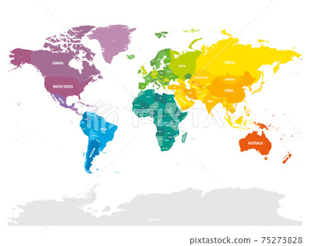 Colorful political map of World Colorful political map of World 75273828