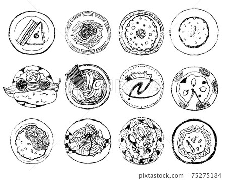 Food seen from above (line drawing) 75275184
