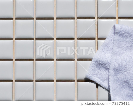 White mosaic tile before adding joint material. DIY / tiled. 75275411