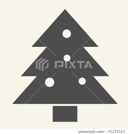 Christmas tree solid icon. Decorated holiday firtree glyph style pictogram on white background. New Year signs for mobile concept and web design. Vector graphics. Christmas tree solid icon. Decorated holiday firtree glyph style pictogram on white background. New Year signs for mobile concept and web design. Vector graphics. 75275523
