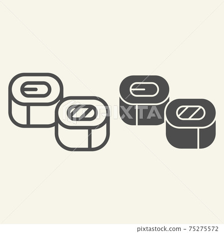 Sushi line and glyph icon. Asian cuisine vector illustration isolated on white. Seafood outline style design, designed for web and app. Eps 10. Sushi line and glyph icon. Asian cuisine vector illustration isolated on white. Seafood outline style design, designed for web and app. Eps 10. 75275572