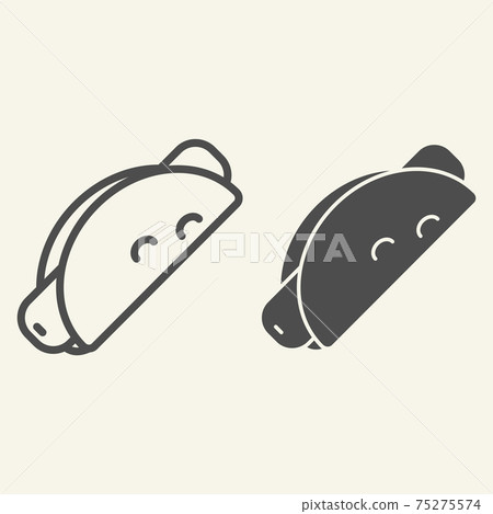 Mexican taco line and glyph icon. Sausage in taco vector illustration isolated on white. Burrito outline style design, designed for web and app. Eps 10. Mexican taco line and glyph icon. Sausage in taco vector illustration isolated on white. Burrito outline style design, designed for web and app. Eps 10. 75275574