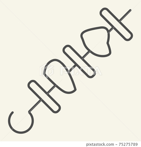 Shish kebab thin line icon. Shashlik vector illustration isolated on white. Chicken shish outline style design, designed for web and app. Eps 10. 75275789