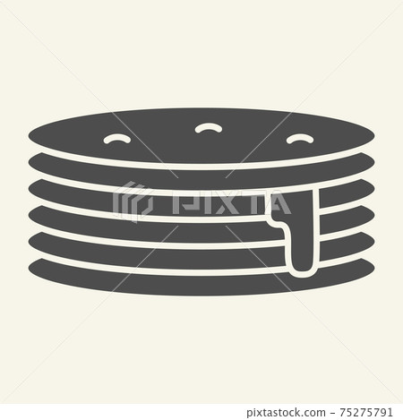 Pancakes with syrup solid icon. Breakfast vector illustration isolated on white. Sweet brunch glyph style design, designed for web and app. Eps 10. 75275791