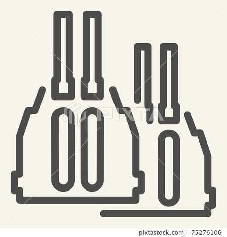 Double barreled gun line icon. Ammunition vector illustration isolated on white. Weapon outline style design, designed for web and app. Eps 10. 75276106