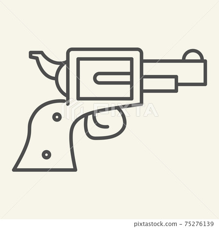 Pistol thin line icon. Revolver vector illustration isolated on white. Gun outline style design, designed for web and app. Eps 10. Pistol thin line icon. Revolver vector illustration isolated on white. Gun outline style design, designed for web and app. Eps 10. 75276139