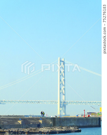 從漁港眺望明石海峽大橋 從漁港眺望明石海峽大橋 75276183