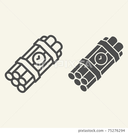 Time bomb line and glyph icon. Dynamite vector illustration isolated on white. Detonator outline style design, designed for web and app. Eps 10. 75276294