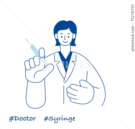Occupational illustration / Doctor / Female doctor with a syringe Occupational illustration / Doctor / Female doctor with a syringe 75276745