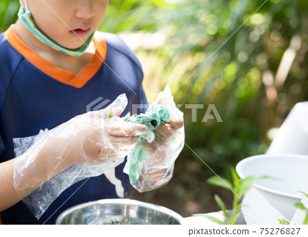 靛藍樹葉染料手帕 75276827