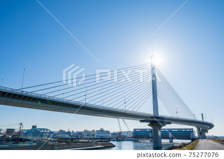 "Tokyo" Metropolitan Expressway Central Circular Route Katsushika Harp Bridge "Tokyo" Metropolitan Expressway Central Circular Route Katsushika Harp Bridge 75277076