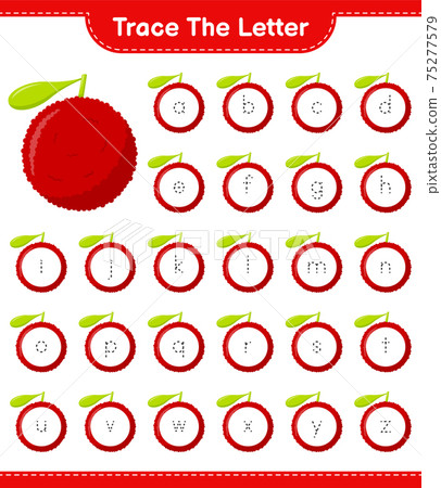 Trace the number. Tracing number with Yumberry. Educational children game, printable worksheet, vector illustration 75277579