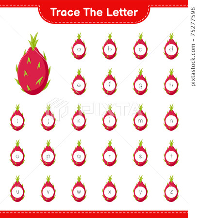 Trace the number. Tracing number with Dragon Fruit. Educational children game, printable worksheet, vector illustration Trace the number. Tracing number with Dragon Fruit. Educational children game, printable worksheet, vector illustration 75277598