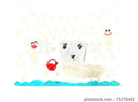 Midwinter polar bear drawn by a child Midwinter polar bear drawn by a child 75278483