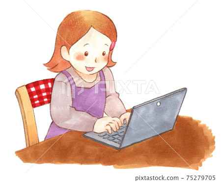 Girl studying with laptop Girl studying with laptop 75279705