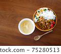 Lunch of dry curry and soup on the table 75280513