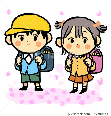 入學儀式男孩和女孩 入學儀式男孩和女孩 75280541