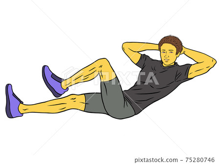 Male fitness instructor doing sit-ups 75280746