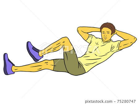 Male fitness instructor doing sit-ups 75280747