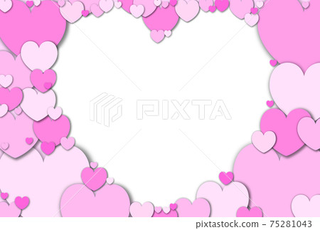 Mother's Day Material Craft-like heart-shaped frame made of pastel pink hearts White in the horizontal frame Other colors available 75281043